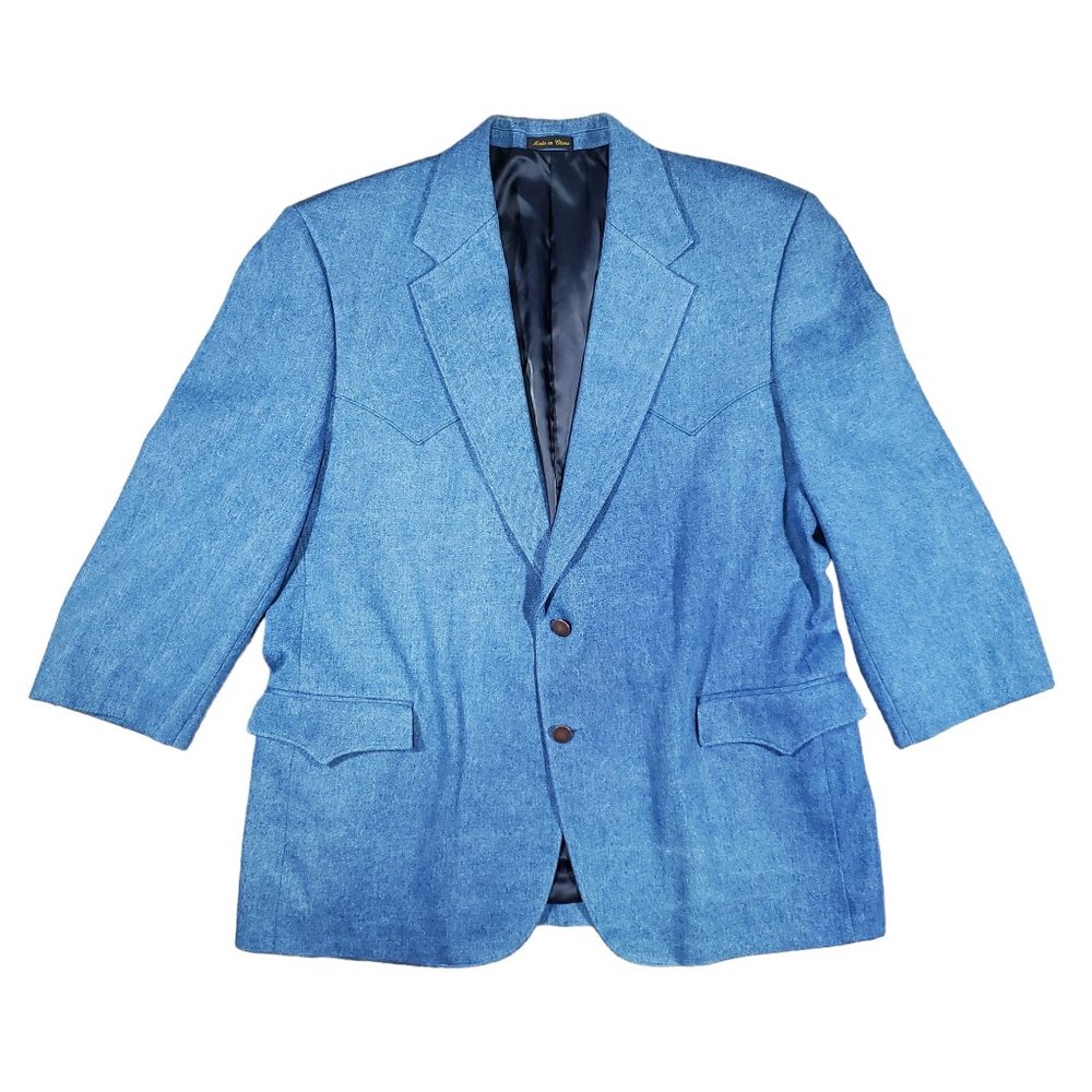 Denim Western Circle S Dallas Texas Back Yoke Sport Coat Blazer - Size 48R